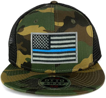 USA American Flag Iron On Patch Adjustable Camo Mesh Cap - CAMO Black - Black Grey