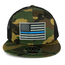 Armycrew USA American Flag Embroidered Patch Camo Snapback Mesh Cap - CAMO Black