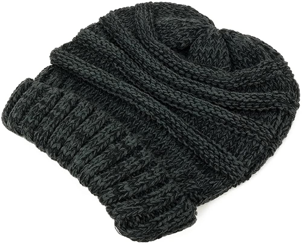 Armycrew Ladies Two Tone Oversized Cable Knit Beanie Hat