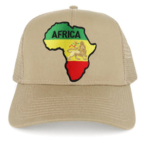 RGY Africa Map and Rasta Lion Embroidered Iron on Patch Adjustable Trucker Mesh Cap
