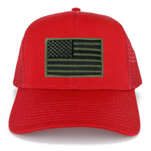 USA American Flag Embroidered Patch Snapback Mesh Trucker Cap - RED