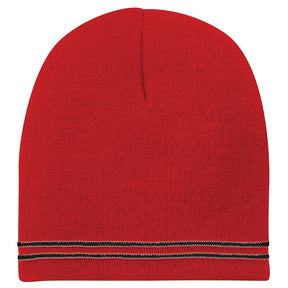 Two Tone Color Winter Short Stripe Beanie Hat