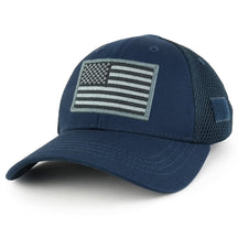 Armycrew USA American Flag Black 2 Embroidered Patch Low Crown Adjustable Tactical Mesh Cap