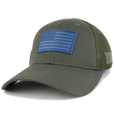 US American Flag NAVY Rubber Tactical Patch Adjustable Low Crown Mesh Cap