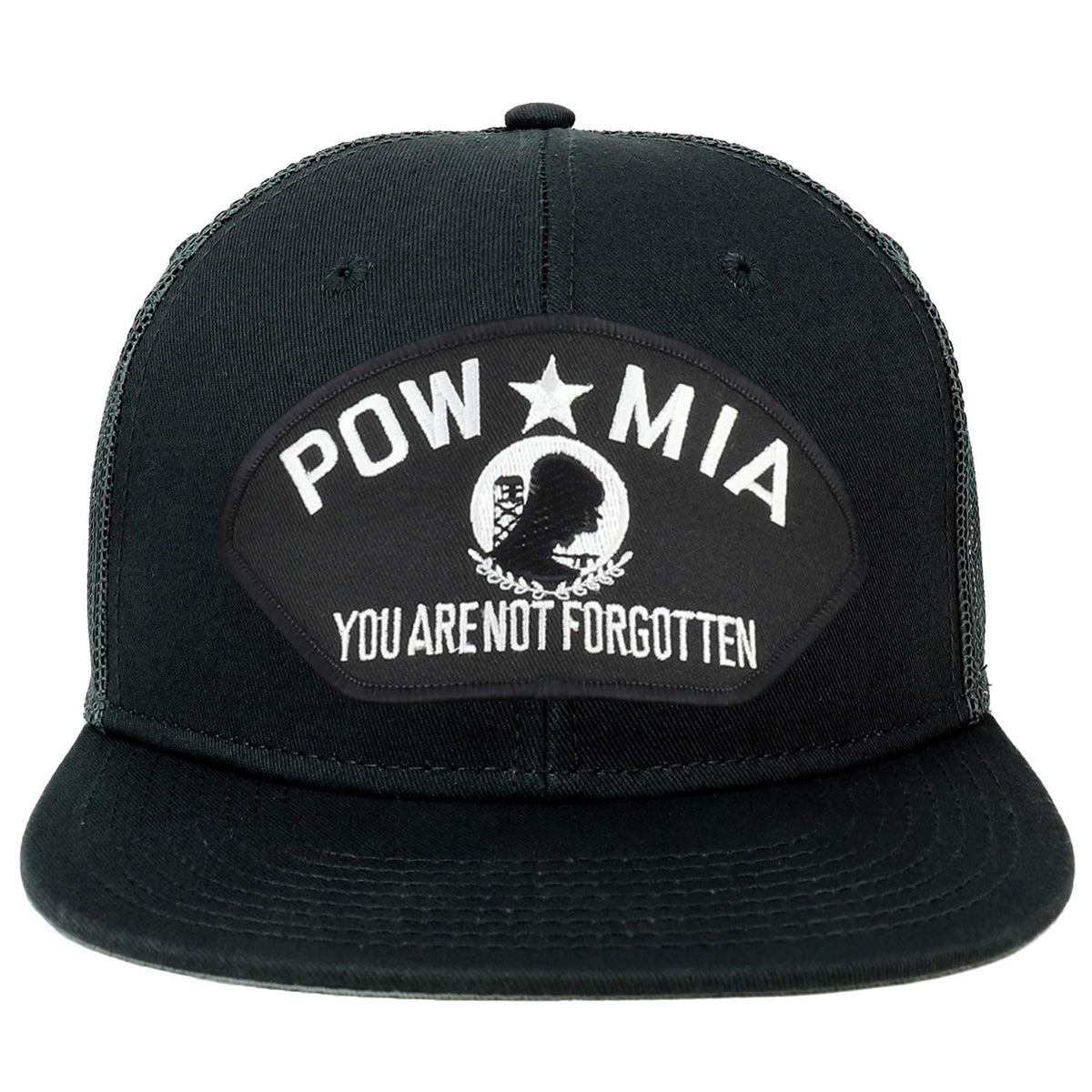 Armycrew Oversize XXL POW MIA Not Forgotten Large Patch Flatbill Mesh Snapback Cap