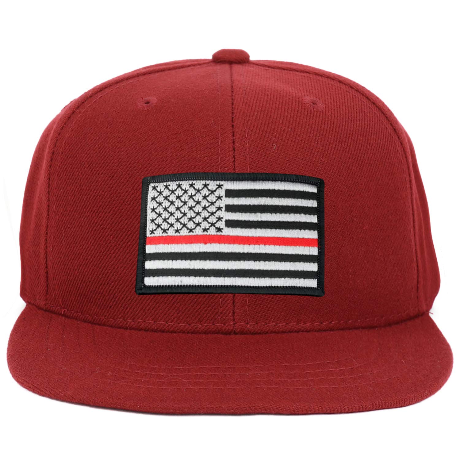Armycrew Youth Kid Size Thin Red Line 2 American Flag Patch Flat Bill Snapback Baseball Cap