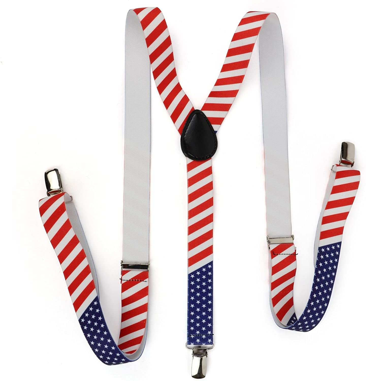 Armycrew US American Flag Print Clip On Patriotic Suspenders