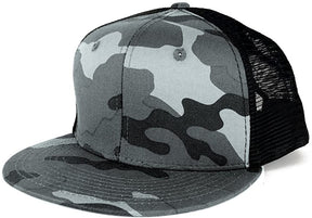 Armycrew Urban Camo Woodland 6 Panel Flat Bill Snapback Mesh Trucker Cap - BNB