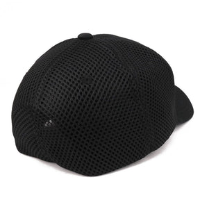 American Flag Embroidered Low Profile Flexible Air Mesh Baseball Cap (One Size, Black)