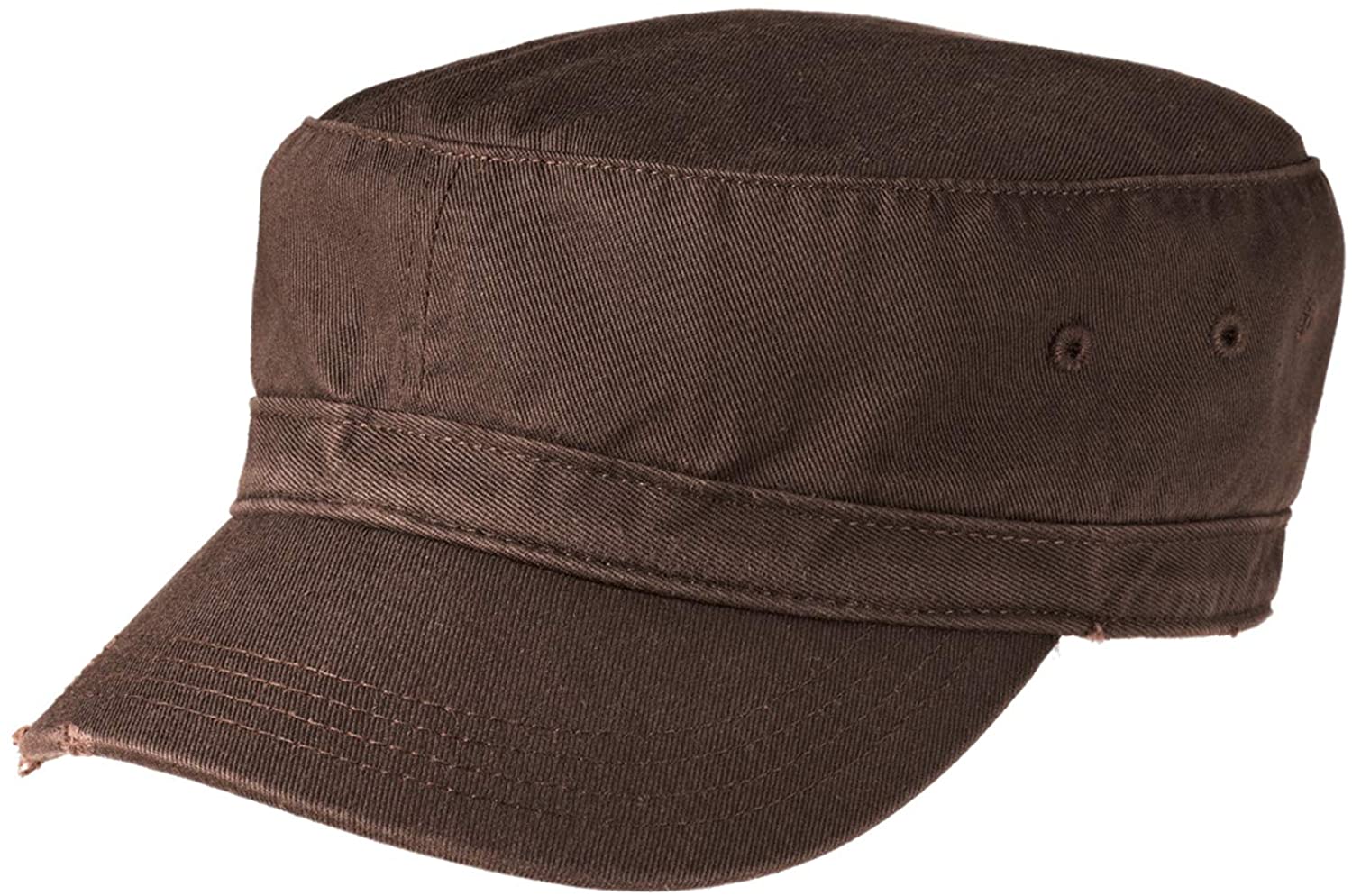 Armycrew Vintage Distressed Frayed Cotton Twill Army Style Military Hat Brown