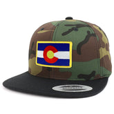 Armycrew Colorado State Flag Patch Two Tone Camo Black Flatbill Snapback Baseball Cap
