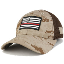 Thin RED Line American Flag 3D Rubber Tactical Patch Low Crown Adjustable Mesh Cap