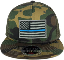 Armycrew USA American Flag Embroidered Patch Camo Snapback Mesh Cap - CAMO Olive