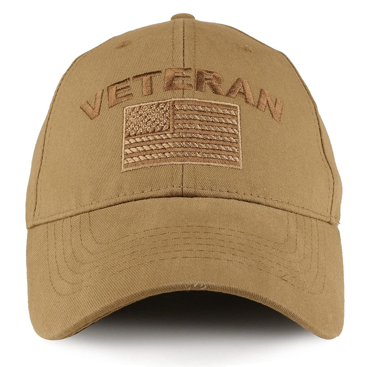 Armycrew Veteran USA Flag Embroidered Structured Cotton Baseball Cap