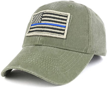 Armycrew USA Stone Thin Blue Flag Tactical Patch Cotton Adjustable Baseball Cap