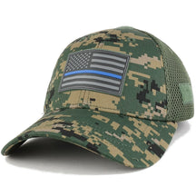 Armycrew Thin Blue Line American Flag 3D Rubber Tactical Patch Low Crown Adjustable Mesh Cap