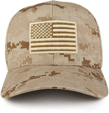 Armycrew American Flag Embroidered Camo Tactical Operator Structured Cotton Cap