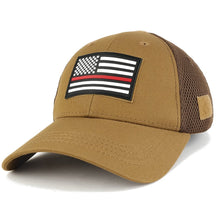 Thin RED Line American Flag 3D Rubber Tactical Patch Low Crown Adjustable Mesh Cap