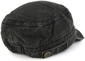 Distressed Flat Top Metallic Studded Frayed Cadet Style Army Cap