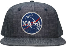 Washed Denim Blue NASA Meatball Space Logo Patch Snapback Cap - BLK