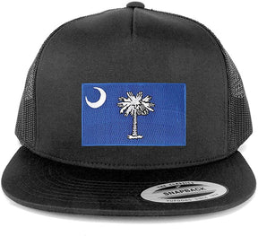 Armycrew New South Carolina State Flag Patch 5 Panel Flatbill Snapback Mesh Cap - Charcoal