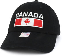 Armycrew Canada Text and Flag Embroidered Cotton Soft Crown Dad Hat