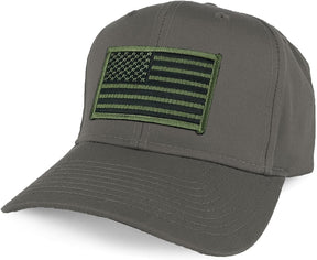 Armycrew XXL Oversize Black Olive USA American Flag Patch Solid Baseball Cap - Black