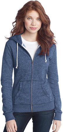 Armycrew Ladies Two-Toned Marled Fleece Zip Up Hoodie