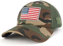 US American Flag Original with Grey Border Embroidered Patch Low Crown Adjustable Tactical Mesh Cap