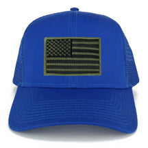 USA American Flag Embroidered Patch Snapback Mesh Trucker Cap - Royal
