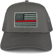 Armycrew USA American Flag Embroidered Patch Snapback Mesh Trucker Cap - Charcoal