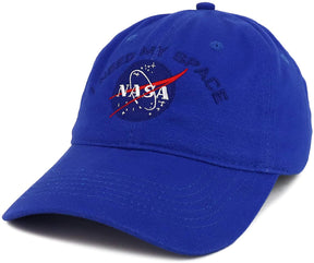 NASA I Need My Space Embroidered 100% Brushed Cotton Soft Low Profile Cap - Black