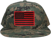 Armycrew Flat Bill Digital Camo American Flag Patch Snapback Cap - MCU - Black Grey