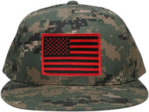 Armycrew Flat Bill Digital Camo American Flag Patch Snapback Cap - MCU - Black Grey