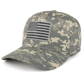 Armycrew American Flag Embroidered Camo Tactical Operator Structured Cotton Cap
