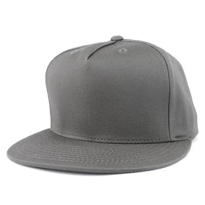 DECKY Blank 5 Panel Cotton Constructed Flat Bill Adjustable Snapback Cap - Black