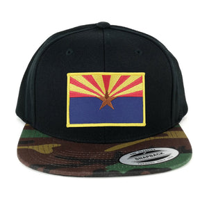 Flexfit Arizona Home State Flag Embroidered Iron on Patch Snapback Cap with Camo Visor