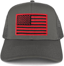 Armycrew USA American Flag Embroidered Patch Snapback Mesh Trucker Cap - Charcoal