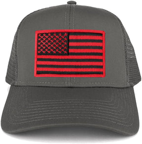 Armycrew USA American Flag Embroidered Patch Snapback Mesh Trucker Cap - Charcoal