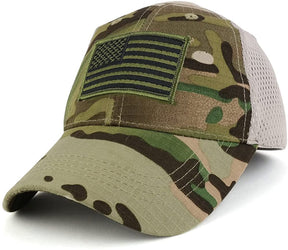 Armycrew USA American Flag Subdued Olive Embroidered Tactical Patch with Mesh Operator Cap