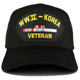 Armycrew WW2 to Korea Veteran Embroidered Patch Snapback Baseball Cap