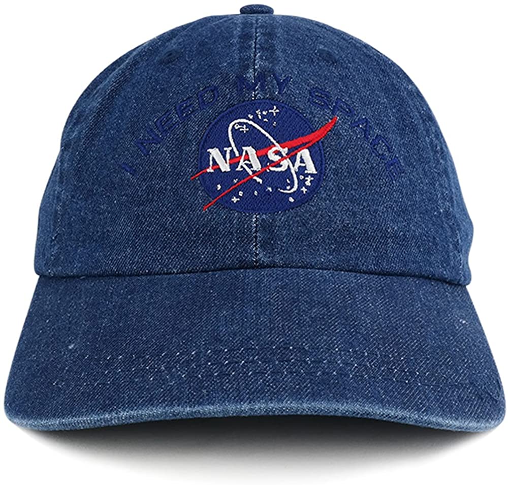 NASA I Need My Space Low Profile Denim Garment Washed Adjustable Cap