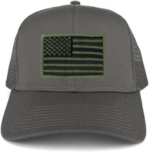 Armycrew USA American Flag Embroidered Patch Snapback Mesh Trucker Cap - Charcoal