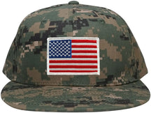 Armycrew Flat Bill Digital Camo American Flag Patch Snapback Cap - MCU - Black Grey