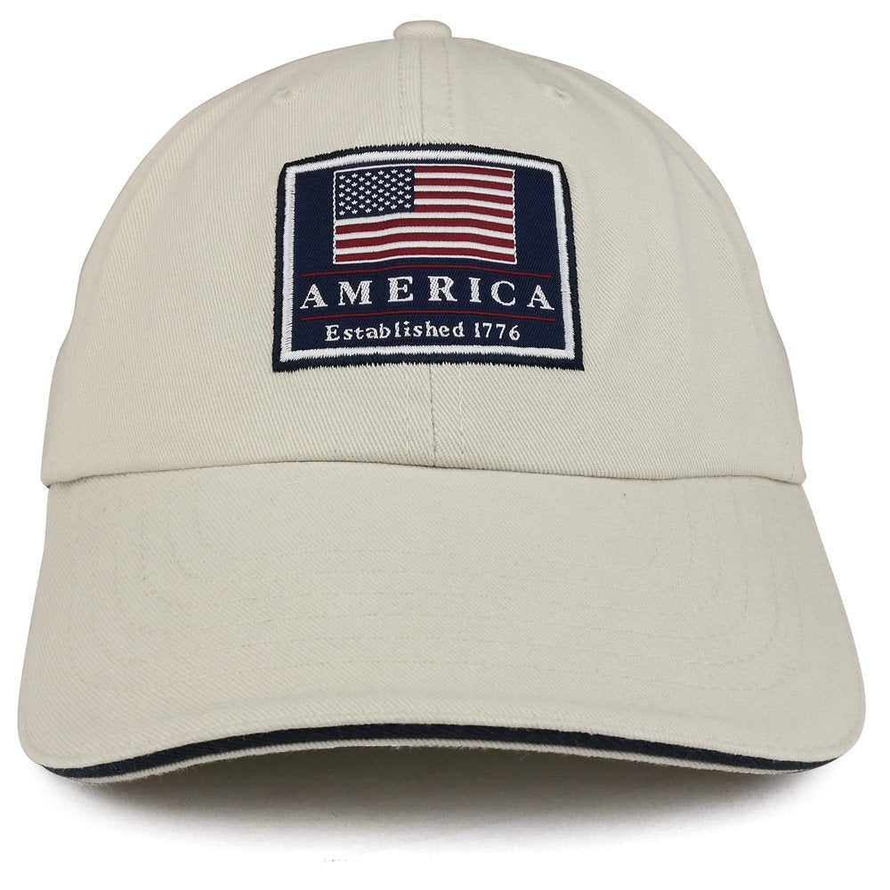 America Established 1776 Embroidered Cotton Washed Twill Baseball Cap