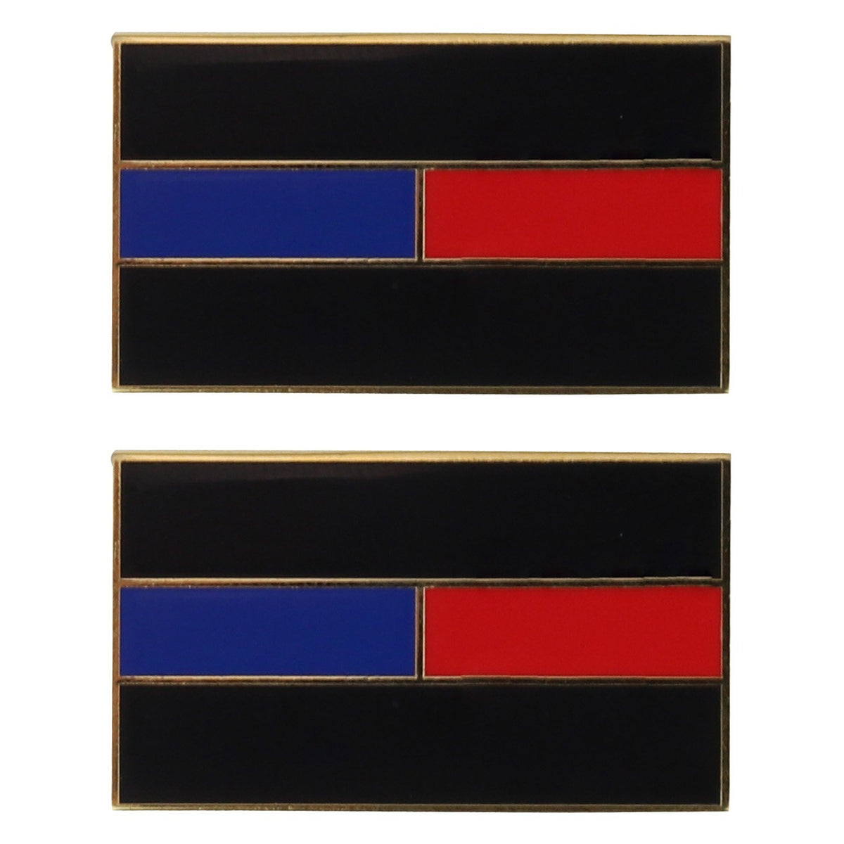 Armycrew Metallic Thin Blue Thin Red Dual Line Badge Lapel Pins 2 Pack Set