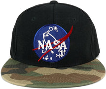 NASA Insignia Space Embroidered Iron on Patch Camo Flat Bill Snapback Cap