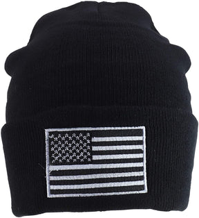 Rapid Dominance USA Subdued Grey American Flag Embroidered Acrylic Cuff Folded Beanie Hat