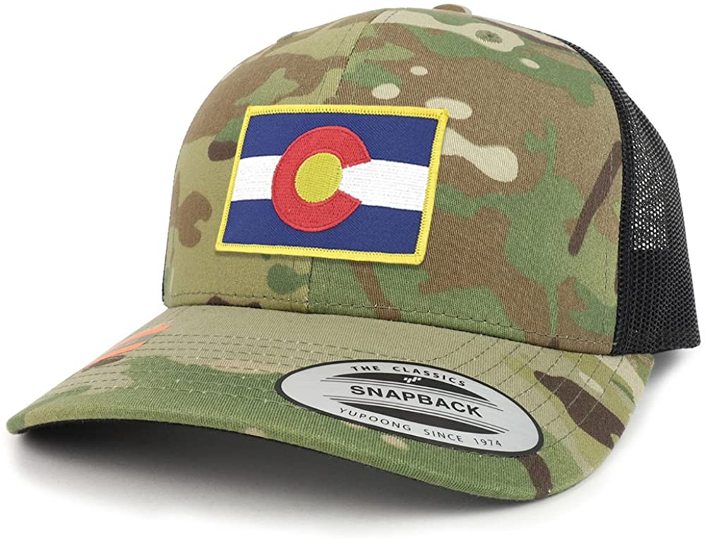 Armycrew Colorado State Flag Patch Camouflage Structured Trucker Mesh Baseball Cap