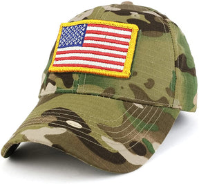 Armycrew USA Yellow Flag Tactical Patch Cotton Adjustable Baseball Cap
